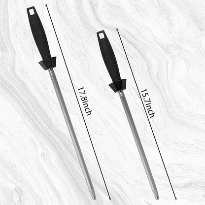 Knife Sharpener Knife Sharpening Rod Honing Steel with 15°-18°-20°Angle Guides Professional Carbon Steel with Black Rubber Grip for Kitchen Chef House Gift 10'' - Image 6