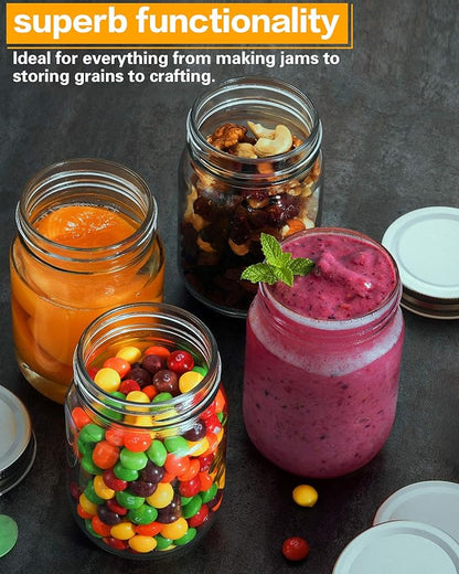Rainforce 16 oz Mason Jars With Lids Regular Mouth 15 Pack-16oz Glass Jars with Silver Lids,Bulk Pint Clear Glass Jars For Meal Prep, Food Storage With 20 Labels - Image 5