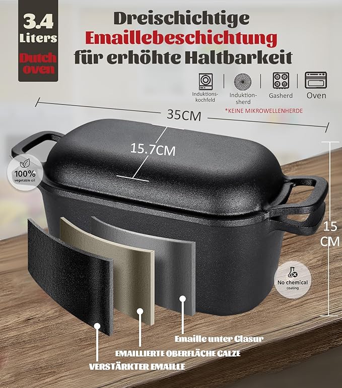 LINMAGCO Dutch Oven for Bread Baking & Sourdough Bread Baking Starter Kit- 11-Piece Beginner Gift Set with 3.6QT Oval Cast Iron Pot with Lid, Silicone Proofing Basket & Artisan Tools