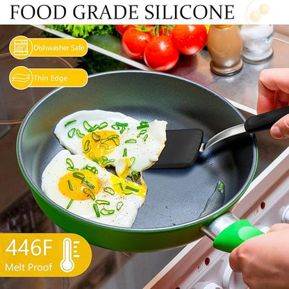 Silicone Cookie Spatula Turner 2 Pack Mini Brownie Spatula Flexible Kitchen Small Silicone Turner for Nonstick Cookware Heat Resistant No Scratch Flipper for Egg Pancake(Black) - Image 3