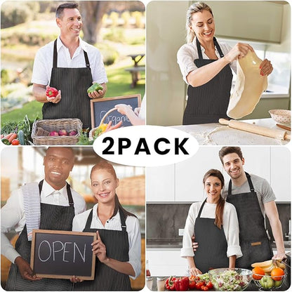 BeLuyi 2 Pack Adjustable Bib Apron with 2 Pockets Chef Cooking Kitchen Restaurant Aprons for Women Men - Image 7