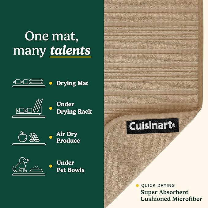 Cuisinart Dish Drying Mats for Kitchen Counter - (2) 18" x 24" Ultra Absorbent Dish Drying Mat XL - Foldable, Machine Washable, Fast Drying Dish Mat (Horizontal Stripes) - Image 3