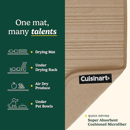 Cuisinart Dish Drying Mats for Kitchen Counter - (2) 18" x 24" Ultra Absorbent Dish Drying Mat XL - Foldable, Machine Washable, Fast Drying Dish Mat (Horizontal Stripes) - Image 3
