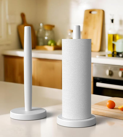 KitchLife Wooden Paper Towel Holder Countertop - Solid Freestanding Paper Towel Dispenser Stand with Anti-Skid Base (White) - Image 5