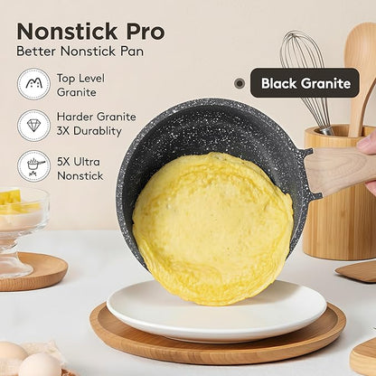 Sauce Pan with Lid,Non stick Small Cooking Pot 1.5Qt,Lightweight Non Stick Pot with Glass Lid for Fast Heating,Induction Compatible