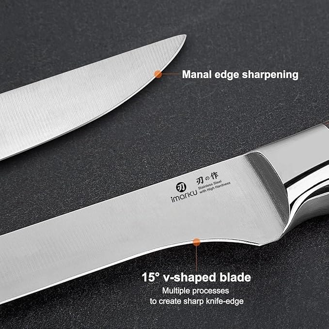 imarku Fillet Knife, German High Carbon Boning Knife, 6-Inch Stainless Steel Professional Grade Boning Fillet Knife for Fish, Pakkawood Handle for Meat and Poultry, Gifts for Men and Women - Image 9