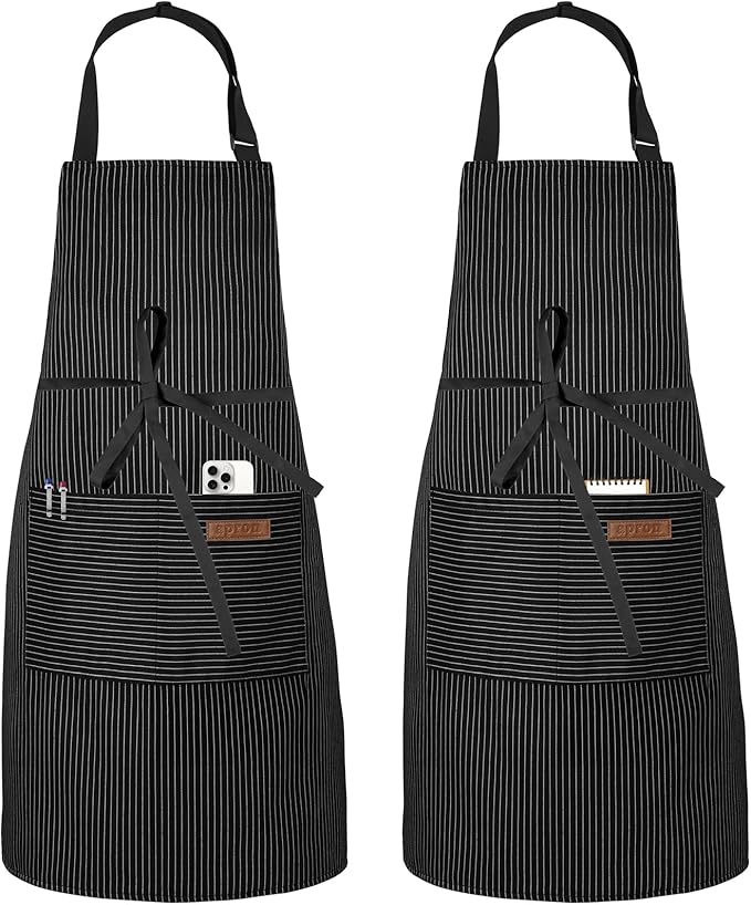 Serrenf 2 Pack Apron, Cooking Kitchen Aprons, Adjustable Bib Apron with 2 Pockets for Men Women Chef Apron by serrenf