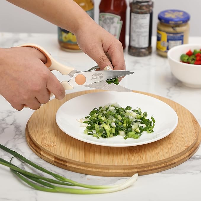 Mr. Pen- All Purpose Kitchen Shears with Protective Sheath, 8 Inch, Dishwasher Safe, Stainless Steel Food Scissors with Micro-Serrated Blades, Durable Utility Kitchen Shears, Cream & Tan - Image 7