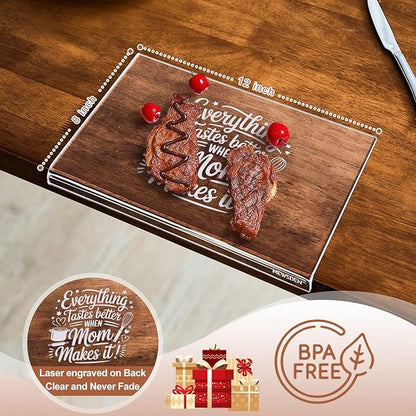 Mom Birthday Gifts from Daughter Son - Engraved Acrylic Cutting Board with Counter Lip Clear Countertop Protector Cooking Gift for Mom Mother Birthday Christmas Presents Aesthetic Kitchen Decor - Image 4