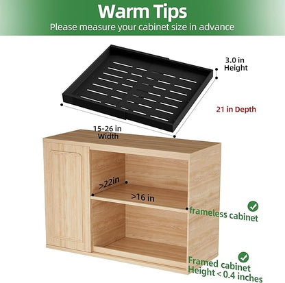 PAKETA 4 Pack Expandable Pull Out Cabinet Organizer, 21'' Deep Pull Out Drawers for Cabinets, Upgrade 3 Slide Rails Sliding Drawers for Cabinet with Adhesive Nano Film (Black, 21"D X 15-26"W ） - Image 2