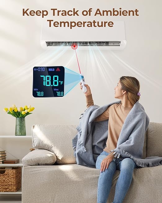 ERICKHILL Infrared Thermometer Gun, Heat Temp Temperature Gun with Meat Probe 2-in-1, Digital IR Laser Thermometer Gun for Cooking, Pizza Oven, Meat, Griddle, Grill, HVAC - Image 9