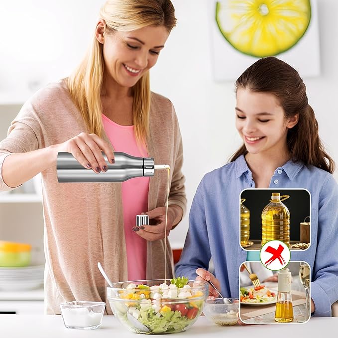 Stainless Steel Oil Dispenser Bottle - 1000ML Leak-Proof Oil Container for Kitchen, Olive Oil & Cooking Liquids-34Oz - Image 6