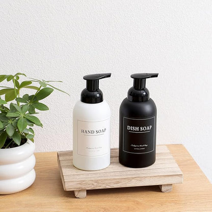 rejomiik 2 Pack Foaming Soap Dispenser Thick Glass Foam Hand Soap Dispenser for Bathroom or Kitchen Sink, 13 oz Pump Bottles for Hand soap, Body Wash, Matte Black and White