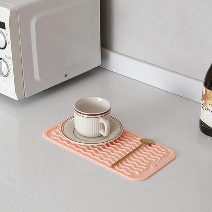 MicoYang Silicone Dish Drying Mat for Multiple Usage,Easy clean,Eco-friendly,Heat-resistant Silicone Mat for Kitchen Counter or Sink,Refrigerator or Drawer Liner Pink S 12 inches x 6 inches - Image 7
