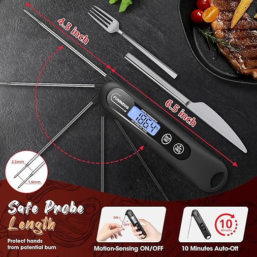 Meat Thermometer Digital, 3S Instant Read Food Thermometer for Cooking with Backlight & Magnet, Foldable Temperature Probe Kitchen Gadgets Essentials for BBQ Oven Grill Smoker Candy - Image 6