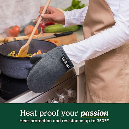 Cuisinart Mini Oven Mitts – 5.5” x 7” Heat-Resistant Kitchen Mitts for Oven with Non-Slip Neoprene Palm, Cotton Filling, and Fabric Loop – Durable Oven Mitt Set for Cooking & Baking (Chambray) - Image 3