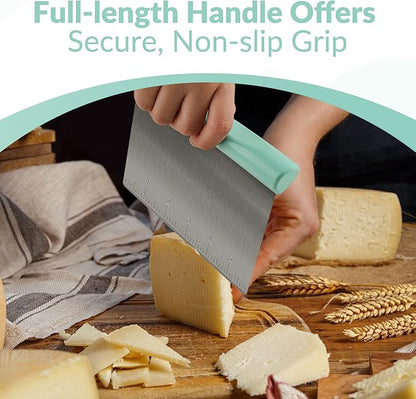 Upgraded 304 Stainless Steel Multi-Purpose Bench Scraper with Measurement Marks, Dishwasher Safe, Dough Cutter for Pizza, Bread and Cookie Dough Vegetable Chopper, Baking Supplies, Mint Green - Image 4