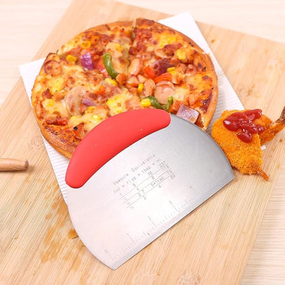 1 pcs Dough Pastry Scraper Chopper/Stainless Steel Dough Scraper Cutter with Ergonomic Rubber Non-Slip Grip/Dough Scraper Cutter/Pro Pastry Pizza Cutter Chopper (Red) - Image 8