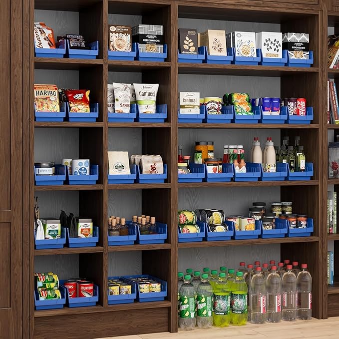 Akro-Mils 30130 Plastic Shelf Bins, Heavy Duty Storage Bins for Garage, Closet, and Drawer Organization, 12" x 6-1/2" x 4", Blue, 12-Pack - Image 2
