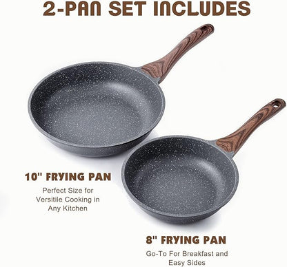 SENSARTE Nonstick Frying Pan Skillets, Swiss Granite Coating Omelette Pans, Healthy Cookware Chef's Pans, Free of Intentionally Added PFOA (8+10 Inch) - Image 4