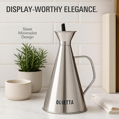 Olive Oil Dispenser Bottle Olietta Stainless Steel Non Drip Leak Proof No Mess Vinegar Pourer & Kitchen Drizzler 25 oz 750ML 0.75 Litre Great for Pouring & Drizzling Easy to Clean & Leakproof - Image 5