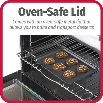 GoodCook Everyday Baking Pan with Metal Lid Nonstick Warp-Resistant Heavy-Gauge Steel Construction Even-Heating Oblong Cake Pan with Solid Oven-Safe Cover, 9x13-Inch, Gray