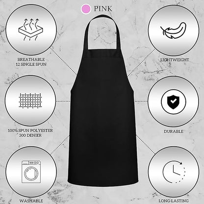 GREEN LIFESTYLE 2 Pack Chef Apron with Pockets – Grilling Aprons for Men, Waterproof Cooking Apron for BBQ, Work or Restaurant Use, Kitchen Aprons for Women with Pockets – Pink - Image 6