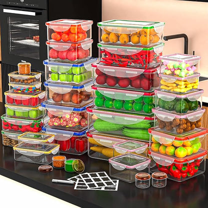 70 Pcs Large Food Storage Containers with Lids Airtight-2500ML to Small Box,Total 22812 ML Stackable Kitchen Bowls Set(35 Containers,35 Lids)-BPA Free Leak proof Plastic Boxes-Microwave safe - Image 3