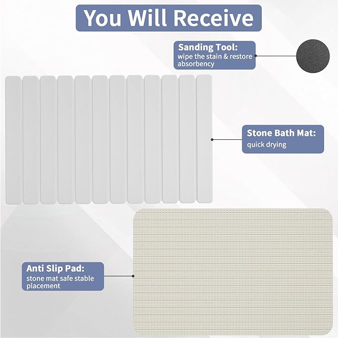 Large Stone Bath Mat 31.5 x 19.7in, Quick Dry Diatomaceous Earth Mats for Bathroom, Super Absorbent Foldable Bath Stone Mat, Non Slip, Dish Drying Mat for Kitchen Counter - Image 4
