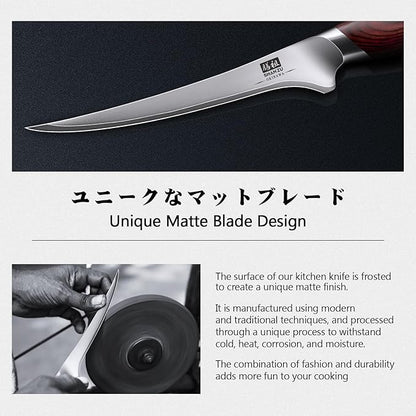 SHAN ZU Fillet Knife 7 inch, Razor Sharp Boning Knife for Meat in 10Cr15Mov Japanese High Carbon Steel Fish knife, Professional Kitchen with Flexible Blade and Ergonomic Pakkawood Handle - Image 5