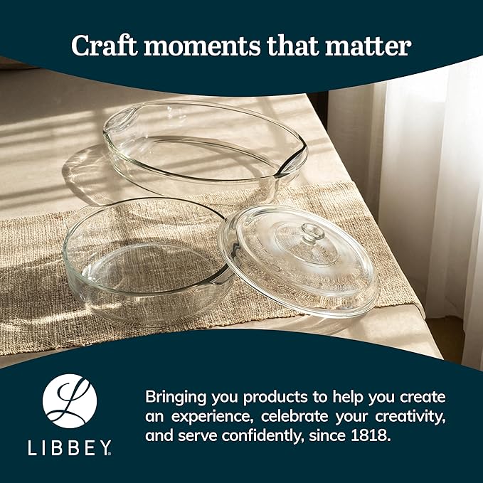 Libbey Baker's Basics 2 Piece Casserole Dish with Lid - Elegant Glass Casserole Dishes for Oven - Versatile Baking Dishes to Store Leftovers and More - Image 6