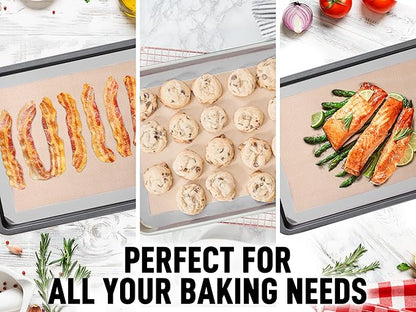 Zulay Kitchen (2 Pack) Silicone Baking Mat Sheet Set - Reusable Baking Mat Nonstick - Half Sheet Baking Mat For Oven - 16.5" x 11.6" (Light Gray)