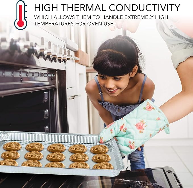 Stock Your Home Aluminum Pans - 15 Pack Disposable Aluminum Foil Trays - Reusable Nonstick Baking Sheets - 16 Inch x 11 Inch - Image 5