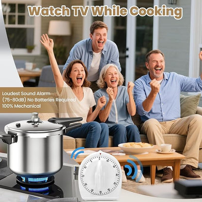Kitchen Timers for Cooking, 60 Minute Wind Up - Chef Cooking Timer with Loud Alarm,100% Mechanical Desk Timer -No Batteries Required - Manual Countdown timers for Home, Study and Cooking (White) - Image 8