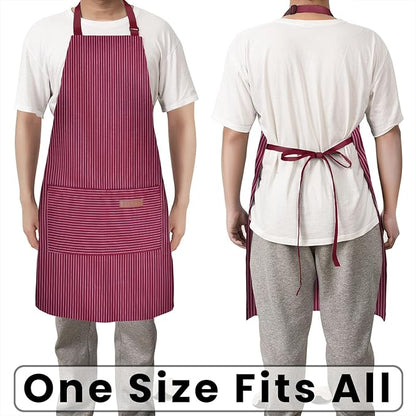 BeLuyi 2 Pack Adjustable Bib Apron with 2 Pockets Chef Cooking Kitchen Restaurant Aprons for Women Men - Image 6