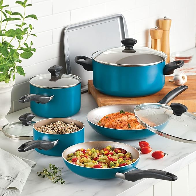 Farberware 20361 Dishwasher Safe Nonstick Cookware Set / Pots and Pans Set - 15 Piece, Blue - Image 9
