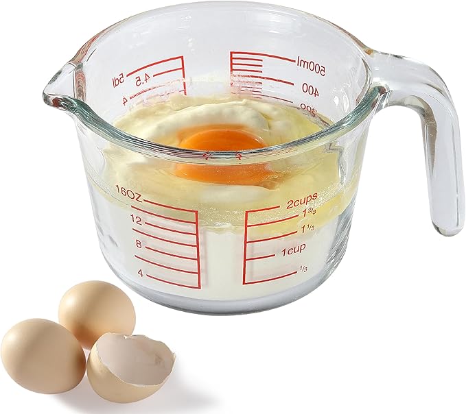 VRUIFA Glass Measuring Cup For Baking and Cooking, Dishwasher, Freezer, Microwave and Oven Safe, Apartment Kitchen Essentials Tools (16 oz)