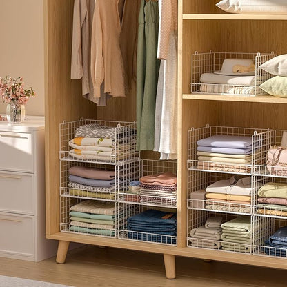 Yociyoga 5-Tier Stackable Closet Organizers and Storage Basket - Foldable Closet Shelf Organizer System, Space-Saving Clothes Storage Bins Drawer Organizer for Wardrobe, White (Patent 30022416) - Image 4