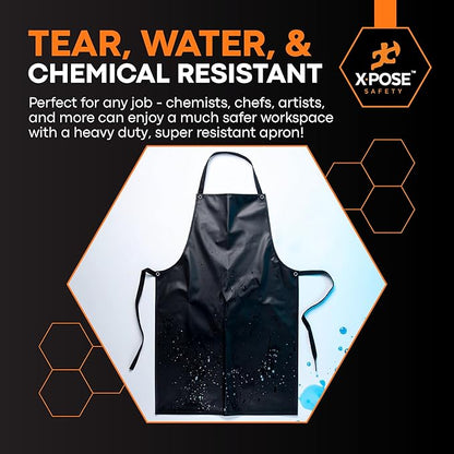 Xpose Safety Heavy Duty Vinyl Waterproof Aprons, White - For Home, Industrial and Commercial Use - Chemical Resistant