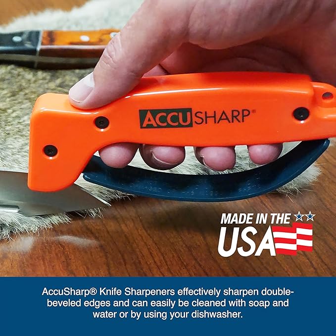 AccuSharp Knife Sharpener, Ergonomic Comfortable Handle, Compact & Easy to Use, Restore and Hone Straight & Serrated Knives, Blaze Orange - Image 6