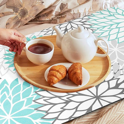 Findosom 2PCS 16" x 24" Dish Drying Mat & 24" x 5.5" Sink Splash Guard, Super Absorbent & Cuttable Dish Mat Drying Kitchen Mat with Teal Floral, Hide Stain Drying Mat for Kitchen Counter - Image 8