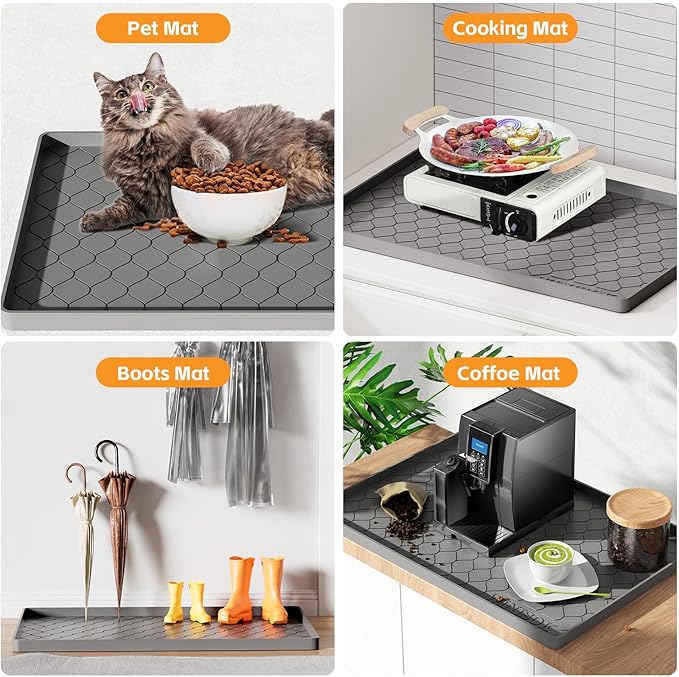 Winisok Silicone Under Sink Mat 28" x 19", kitchen Essentials and Gadgets, Shelf liner and Cabinet Protector, Home Organizers and Storage, Waterproof Bathroom Tray - Image 5