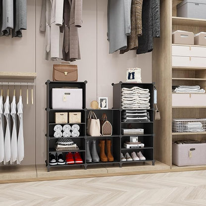 AWTATOS Closet Organizer, 8 Cube Closet Organizers and Storage, Closet Storage Shelves, Clothes Storage Organizers for Closet Bedroom Living Room Office Black