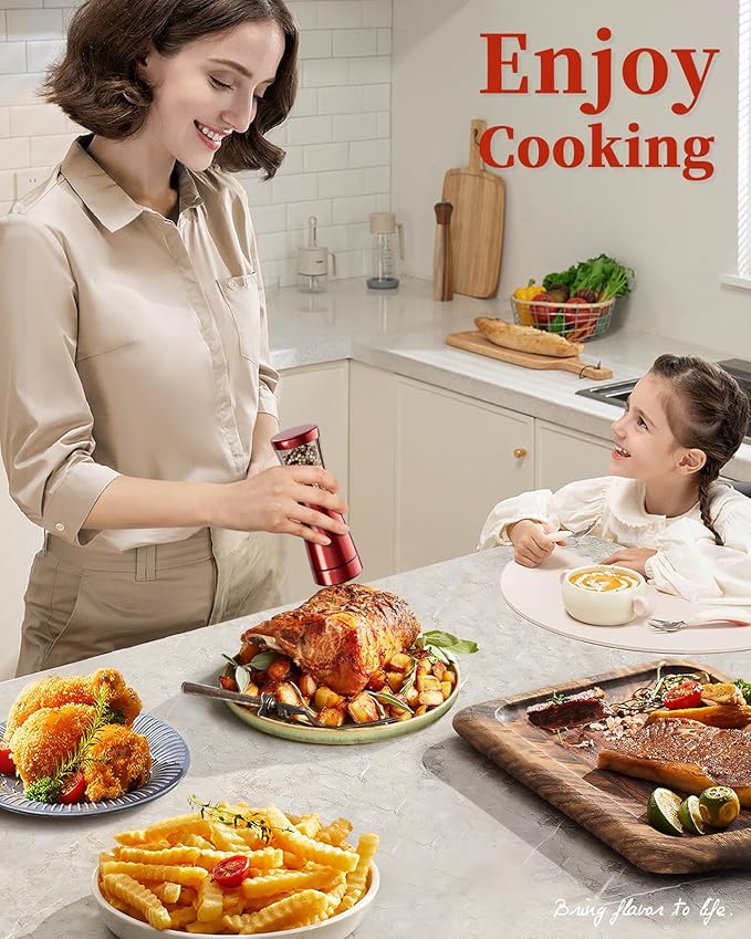 Electric Salt and Pepper Grinder Set with Storage Base, Stainless Steel Rechargeable Salt and Pepper Grinder Set with 4.5 oz Large Capacity, 1.8" Wide Mouth, Adjustable Coarseness, Ideal for Kitchen - Image 7