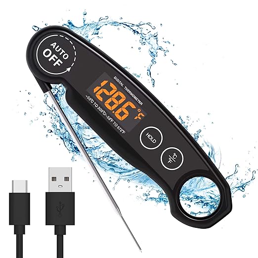 1 Second Instant Read Food Thermometer Rechargeable Meat Thermometer Digital Kitchen Thermometer - Fast & Accurate Food Thermometer for Cooking, Grill Thermometer, BBQ Thermometer Waterproof by Famoos
