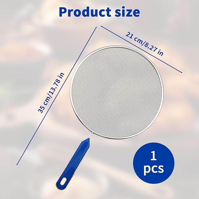 Splatter Screen for Frying Pan - 8.3’’ Stainless Steel Grease Splatter Guard with Grip Handle- Ultra Fine Mesh Cover Oil Splash when Sizzling Bacon, Cooking Fried Chicken or Popcorn - Image 2