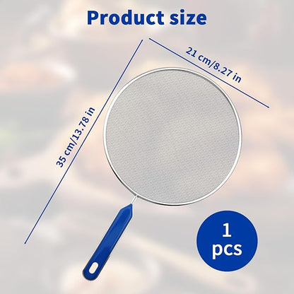 Splatter Screen for Frying Pan - 8.3’’ Stainless Steel Grease Splatter Guard with Grip Handle- Ultra Fine Mesh Cover Oil Splash when Sizzling Bacon, Cooking Fried Chicken or Popcorn - Image 2