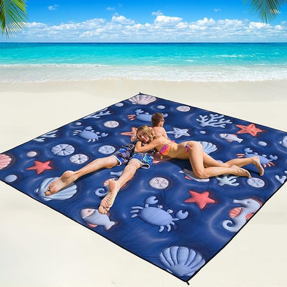 WIWIGO Beach Blanket Waterproof Sandproof Beach Mat 79" X 83"/10'x9'for 2-8 Adults Quick Drying Outdoor Picnic Mat Beach Accessories for Travel, Camping, Hiking by WIWIGO