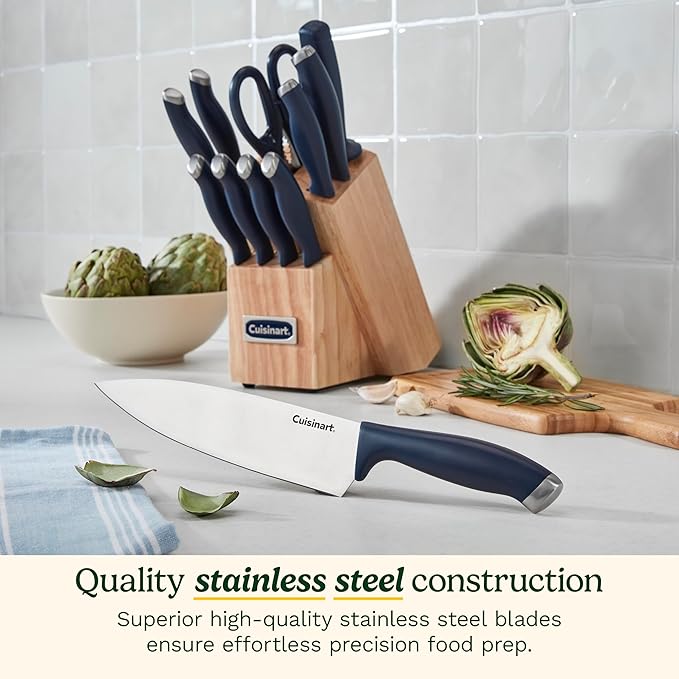 Cuisinart C77SSN-12P Color Pro Collection 12 Piece Knife Block Set, Navy - Image 2