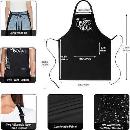 Xornis 100% Cotton Funny Apron with 2 Pockets for Men Women BBQ Grilling Adjustable Bib Black Aprons Gifts Cooking Kitchen